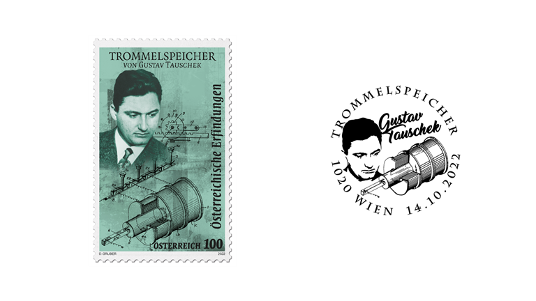Special stamp Gustav Tauschek - drum storage